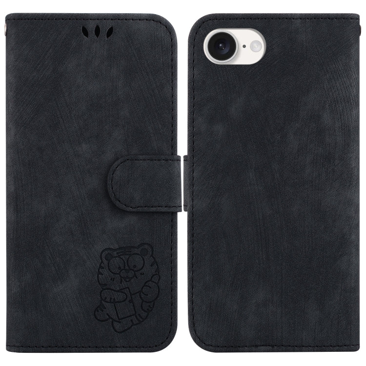 For iPhone 16e Little Tiger Embossed Leather Phone Case(Black) - iPhone 16e Cases by buy2fix | Online Shopping UK | buy2fix