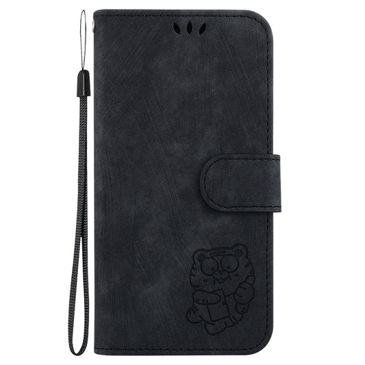 For iPhone 16e Little Tiger Embossed Leather Phone Case(Black) - iPhone 16e Cases by buy2fix | Online Shopping UK | buy2fix