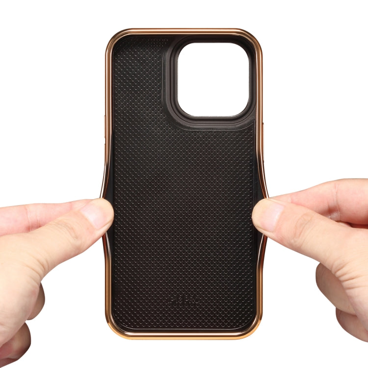 For iPhone 14 Denior Crocodile Texture Genuine Leather Electroplating Phone Case(Mocha Brown) - iPhone 14 Cases by Denior | Online Shopping UK | buy2fix