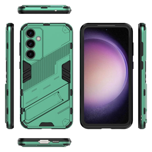 For Samsung Galaxy S23 FE 5G Punk Armor 2 in 1 PC + TPU Shockproof Phone Case with Invisible Holder(Green) by buy2fix