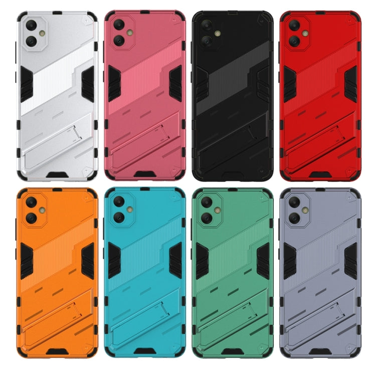 For Samsung Galaxy A05 4G Punk Armor 2 in 1 PC + TPU Shockproof Phone Case with Invisible Holder(Light Red) by buy2fix