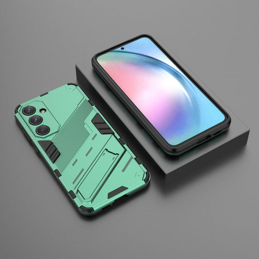 For Samsung Galaxy A55 5G Punk Armor 2 in 1 PC + TPU Shockproof Phone Case with Invisible Holder(Green) by buy2fix