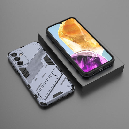 For Samsung Galaxy M15 5G Global Punk Armor 2 in 1 PC + TPU Shockproof Phone Case with Invisible Holder(Grey) by buy2fix