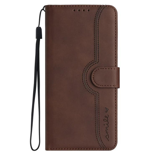 For iPhone 17 Heart Pattern Skin Feel Leather Phone Case(Brown) - iPhone 17 Cases by buy2fix | Online Shopping UK | buy2fix