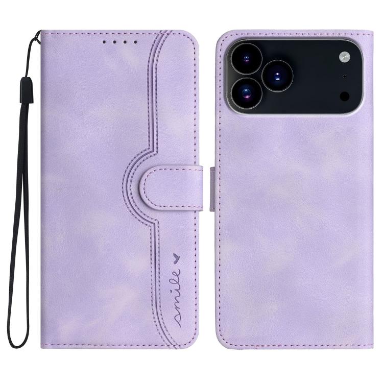 For iPhone 17 Pro Max Heart Pattern Skin Feel Leather Phone Case(Purple) - iPhone 17 Pro Max Cases by buy2fix | Online Shopping UK | buy2fix