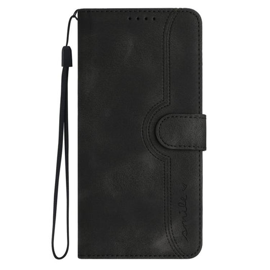 For iPhone 17 Pro Heart Pattern Skin Feel Leather Phone Case(Black) - iPhone 17 Pro Cases by buy2fix | Online Shopping UK | buy2fix