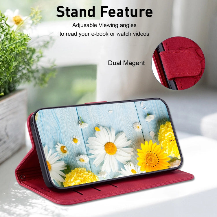For Xiaomi Redmi K70E / Poco X6 Pro Lily Embossed Leather Phone Case(Red) - Xiaomi Cases by buy2fix | Online Shopping UK | buy2fix