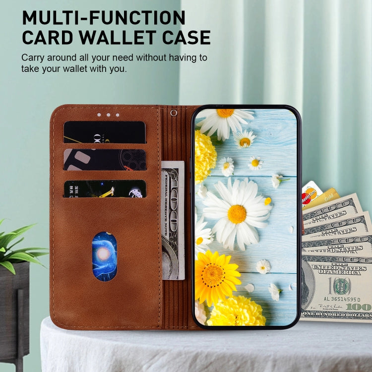 For Xiaomi Redmi Note 13 4G Global Lily Embossed Leather Phone Case(Brown) - Xiaomi Cases by buy2fix | Online Shopping UK | buy2fix