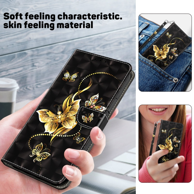 For iPhone 16 Pro Max 3D Painted Leather Phone Case(Golden Swallow Butterfly) by buy2fix
