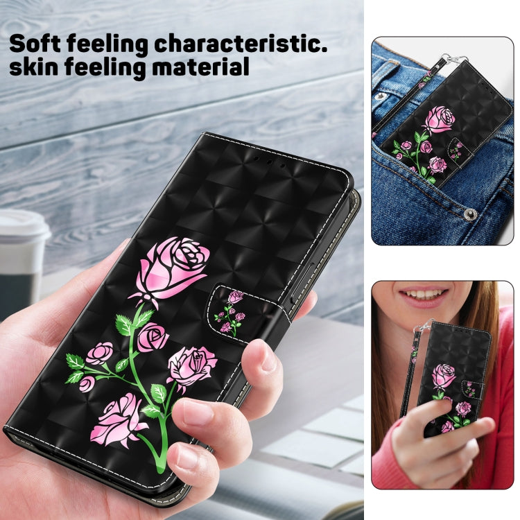 For iPhone 16 Pro 3D Painted Leather Phone Case(Rose) by buy2fix