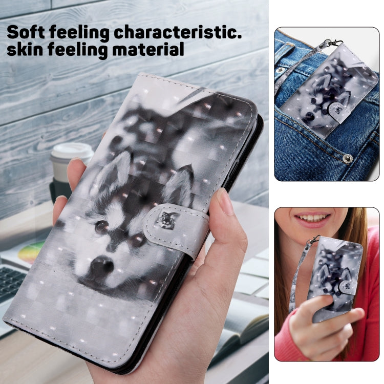 For iPhone 16 Pro 3D Painted Leather Phone Case(Husky) by buy2fix