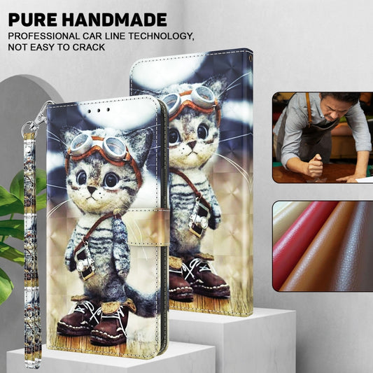 For iPhone 16 Plus 3D Painted Leather Phone Case(Naughty Cat) by buy2fix
