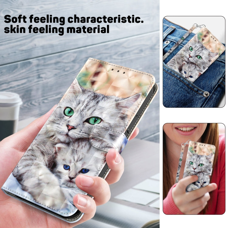For iPhone 16 Plus 3D Painted Leather Phone Case(Two Loving Cats) by buy2fix