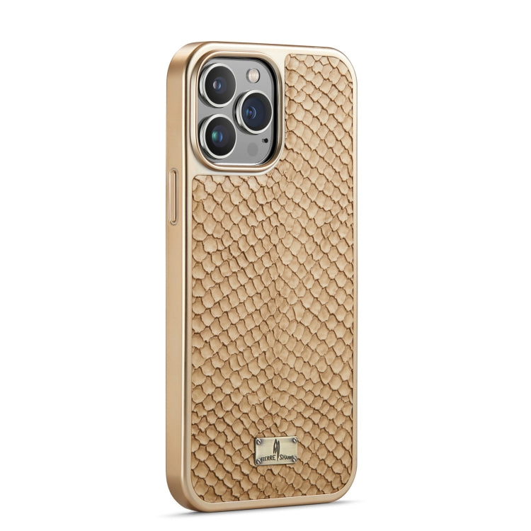 For iPhone 15 Pro Fierre Shann Snake Texture Electroplating PU Phone Case(White) - iPhone 15 Pro Cases by FIERRE SHANN | Online Shopping UK | buy2fix
