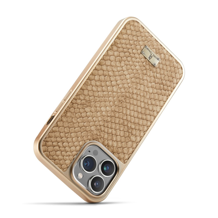 For iPhone 15 Pro Fierre Shann Snake Texture Electroplating PU Phone Case(White) - iPhone 15 Pro Cases by FIERRE SHANN | Online Shopping UK | buy2fix
