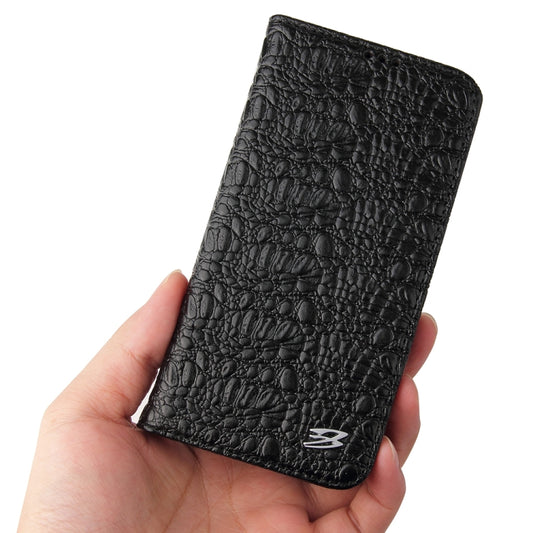 For iPhone 15 Fierre Shann Crocodile Texture Magnetic Genuine Leather Phone Case(Black) - iPhone 15 Cases by FIERRE SHANN | Online Shopping UK | buy2fix