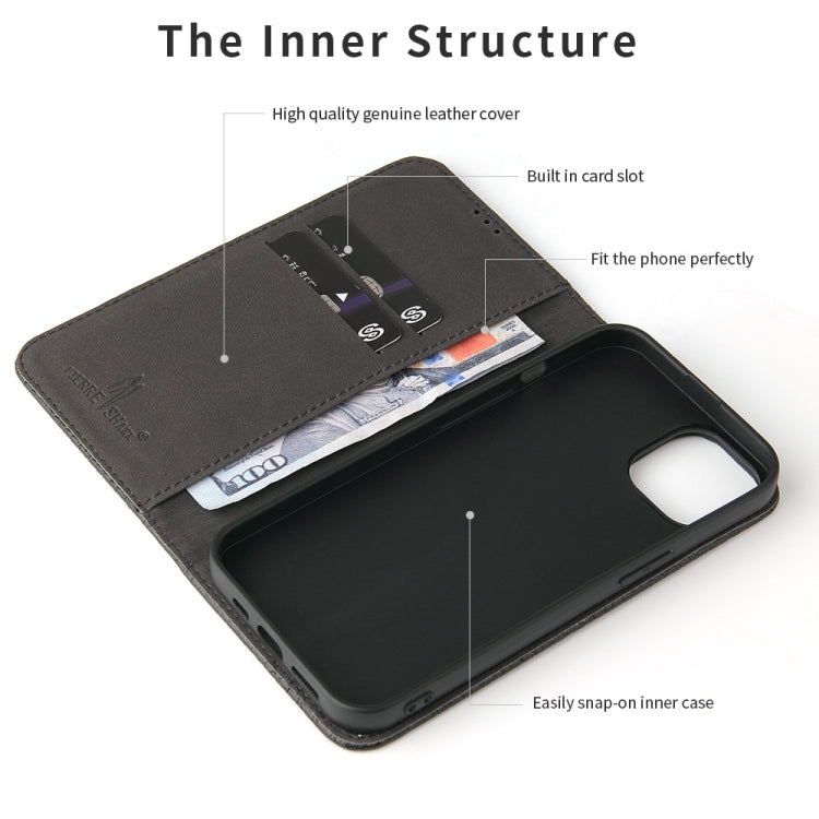 For iPhone 15 Fierre Shann Crocodile Texture Magnetic Genuine Leather Phone Case(Black) - iPhone 15 Cases by FIERRE SHANN | Online Shopping UK | buy2fix