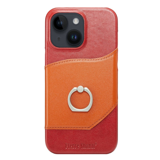For iPhone 15 Fierre Shann Oil Wax Texture Genuine Leather Back Cover Phone Case(Red) - iPhone 15 Cases by FIERRE SHANN | Online Shopping UK | buy2fix