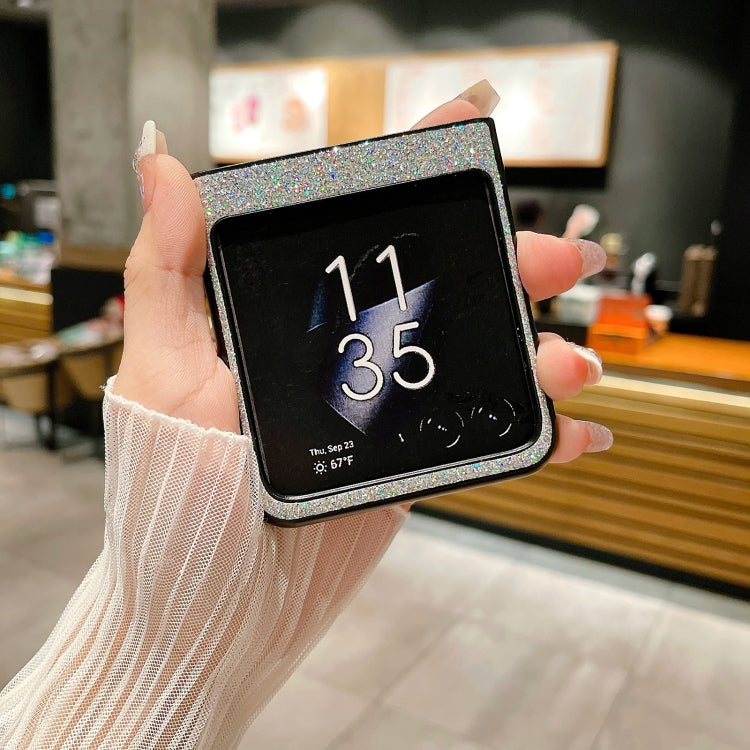 For Motorola Razr 40 Ultra Gradient Color Glitter Shockproof Protective Phone Case(Black) by buy2fix