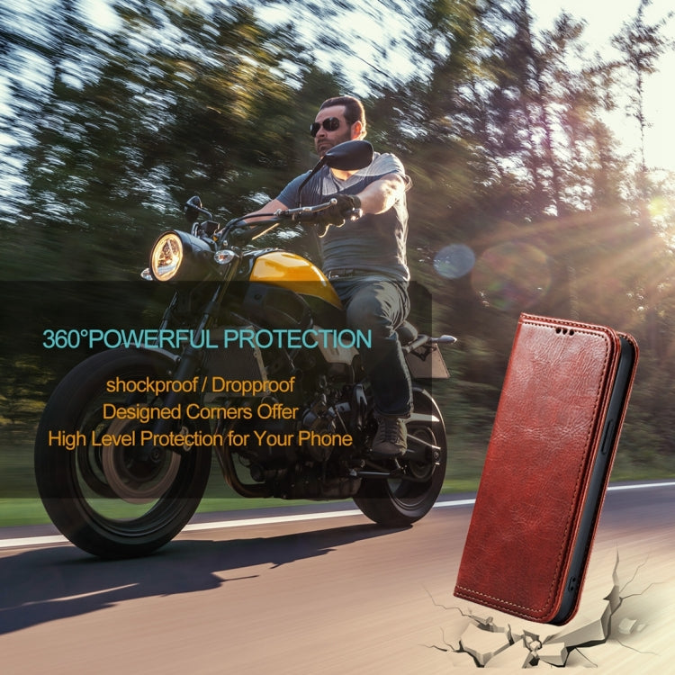 For iPhone 15 Pro Max Fierre Shann Vintage Bark Texture Wallet Leather Phone Case(Brown) by FIERRE SHANN