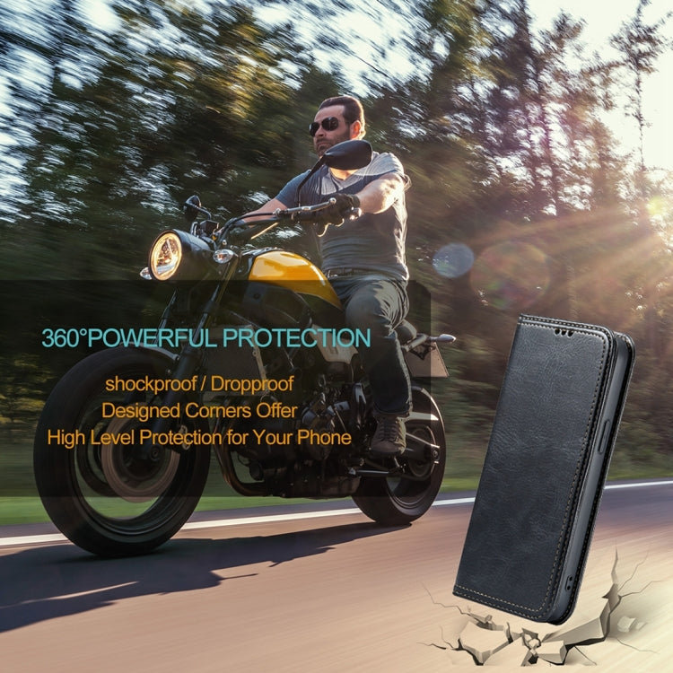 For iPhone 15 Pro Max Fierre Shann Vintage Bark Texture Wallet Leather Phone Case(Black) by FIERRE SHANN