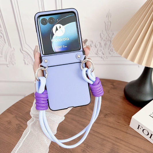 For Motorola Razr 40 Ultra Morandi Leather Texture Phone Case With Strap(Blue) by buy2fix