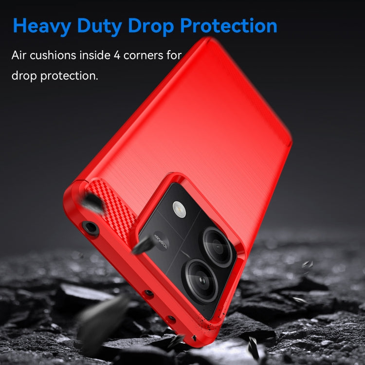 For Xiaomi Redmi Note 13 5G Brushed Texture Carbon Fiber TPU Phone Case(Red) - Xiaomi Cases by buy2fix | Online Shopping UK | buy2fix