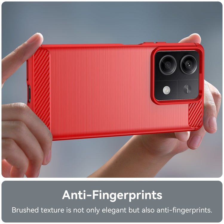 For Xiaomi Redmi Note 13 5G Brushed Texture Carbon Fiber TPU Phone Case(Red) - Xiaomi Cases by buy2fix | Online Shopping UK | buy2fix