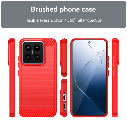 For Xiaomi 14 Brushed Texture Carbon Fiber TPU Phone Case(Red) by buy2fix