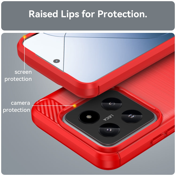 For Xiaomi 14 Brushed Texture Carbon Fiber TPU Phone Case(Red) by buy2fix
