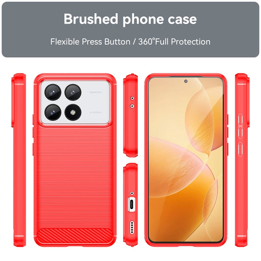 For Xiaomi Redmi K70 Pro Brushed Texture Carbon Fiber TPU Phone Case(Red) by buy2fix