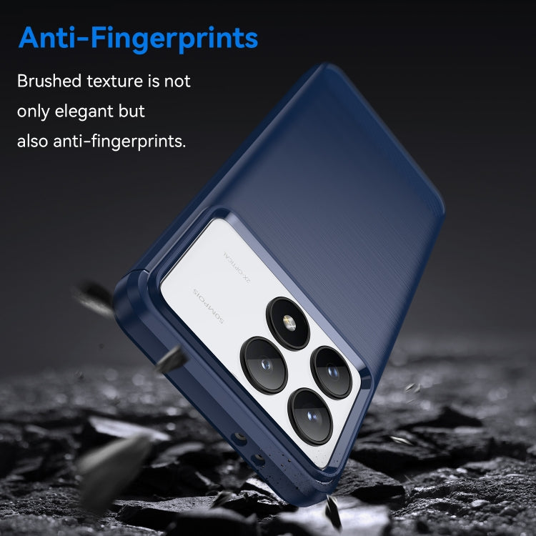 For Xiaomi Redmi K70 Pro Brushed Texture Carbon Fiber TPU Phone Case(Blue) - Xiaomi Cases by buy2fix | Online Shopping UK | buy2fix