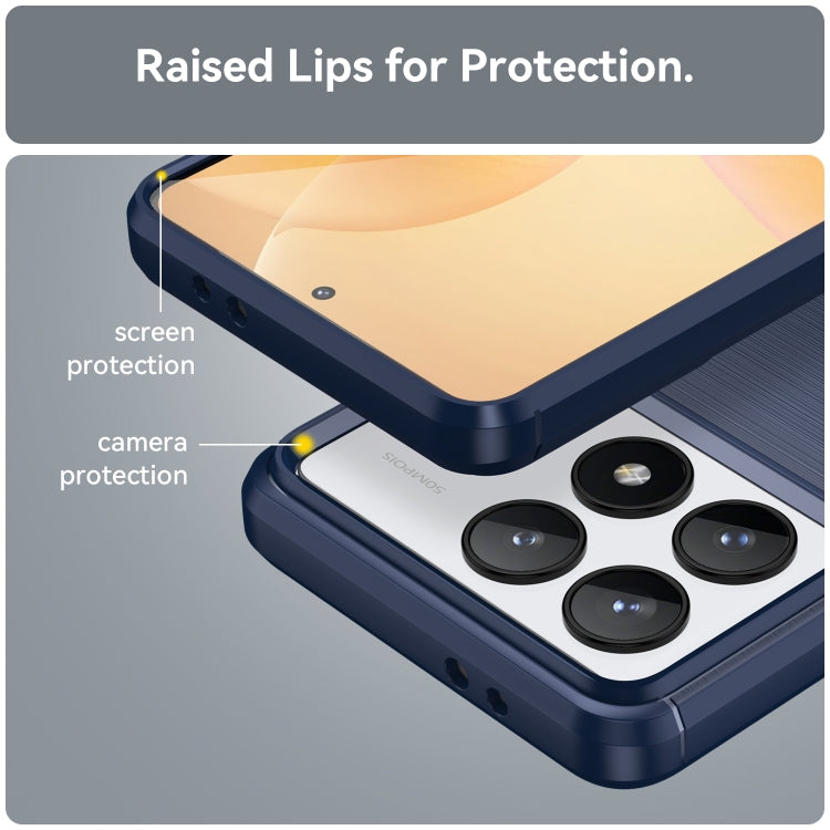 For Xiaomi Redmi K70 Pro Brushed Texture Carbon Fiber TPU Phone Case(Blue) - Xiaomi Cases by buy2fix | Online Shopping UK | buy2fix