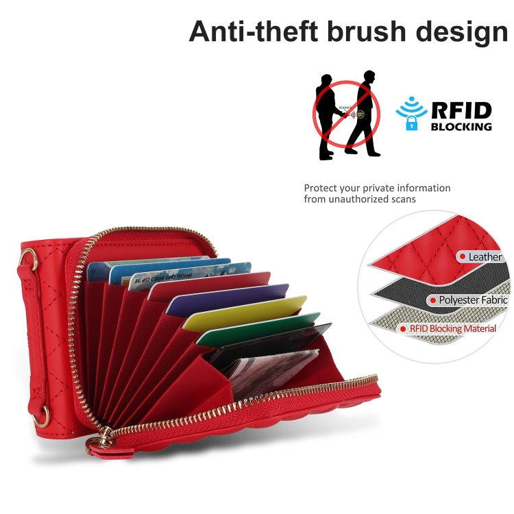For Samsung Galaxy Z Flip6 Rhombic Texture Card Bag Phone Case with Dual Lanyard(Red) - Galaxy Z Flip6 5G Cases by buy2fix | Online Shopping UK | buy2fix