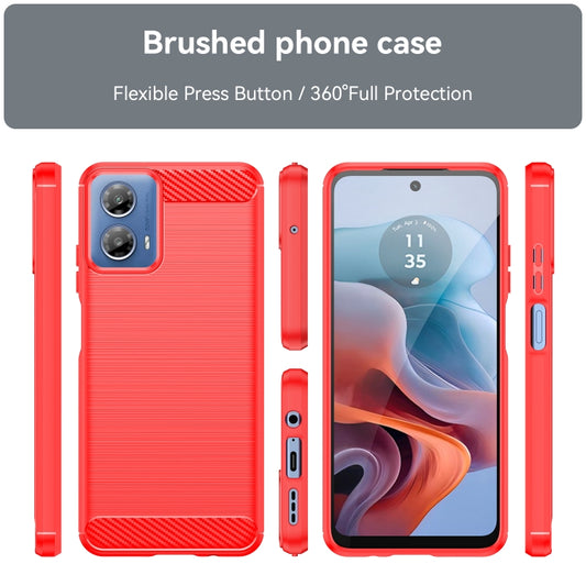 For Motorola Moto G34 Brushed Texture Carbon Fiber TPU Phone Case(Red) by buy2fix