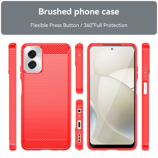 For Motorola Moto G Power 2024 Brushed Texture Carbon Fiber TPU Phone Case(Red) by buy2fix