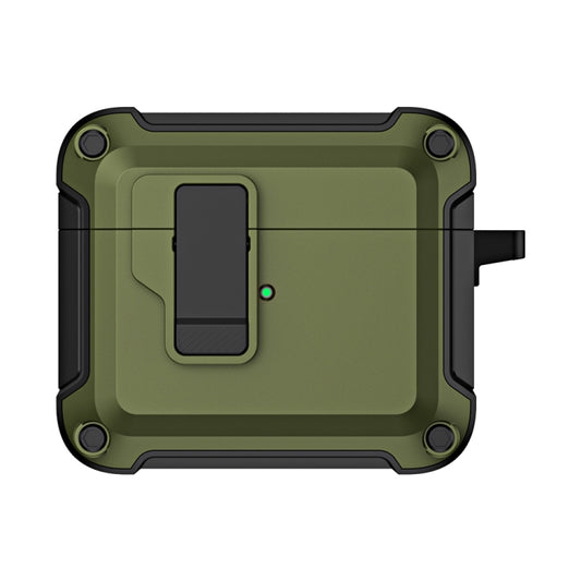 For AirPods 3 TPU + PC Wireless Bluetooth Earphone Protective Case with Switch Lock & Hook(Dark Green) by buy2fix