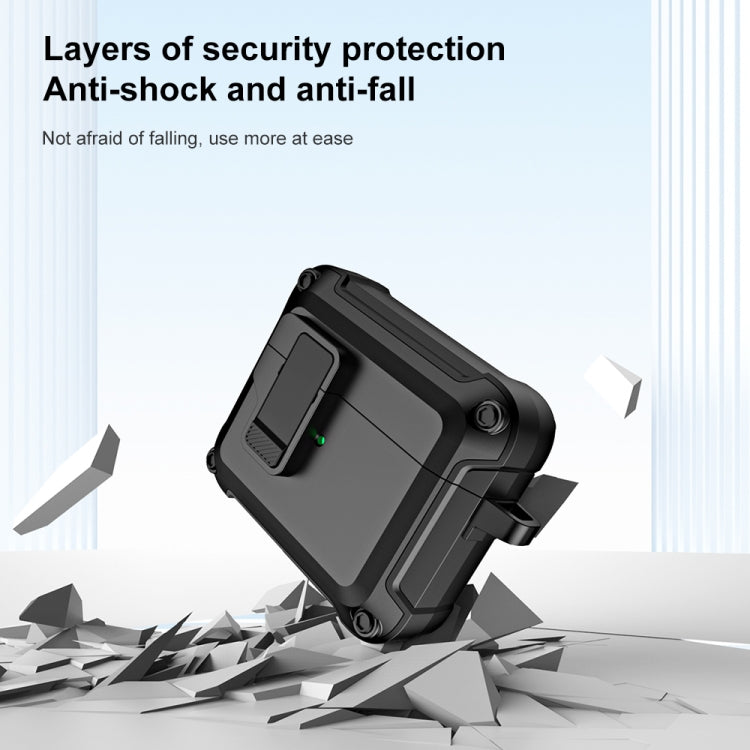 For AirPods 3 TPU + PC Wireless Bluetooth Earphone Protective Case with Switch Lock & Hook(Black) by buy2fix