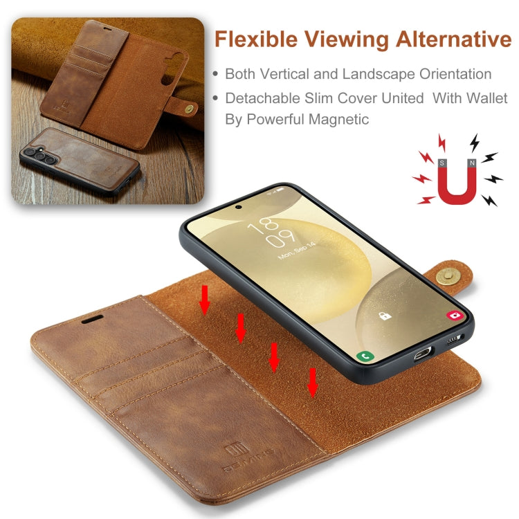 For Samsung Galaxy S24+ 5G DG.MING Crazy Horse Texture Detachable Magnetic Leather Case(Brown) by DG.MING