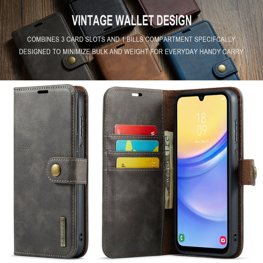 For Samsung Galaxy A15 5G / A15 4G DG.MING Crazy Horse Texture Detachable Magnetic Leather Case(Grey) by DG.MING