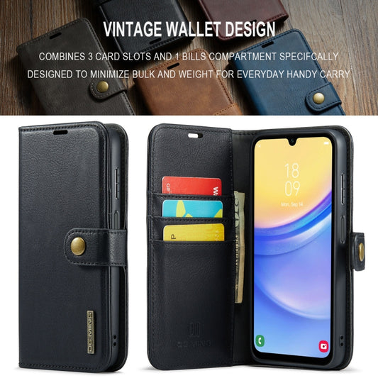 For Samsung Galaxy A15 5G / A15 4G DG.MING Crazy Horse Texture Detachable Magnetic Leather Case(Black) by DG.MING