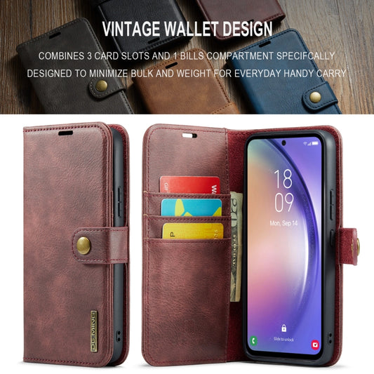 For Samsung Galaxy A35 5G DG.MING Crazy Horse Texture Detachable Magnetic Leather Case(Red) by DG.MING
