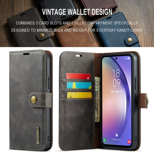 For Samsung Galaxy A35 5G DG.MING Crazy Horse Texture Detachable Magnetic Leather Case(Grey) by DG.MING