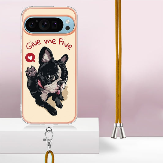 For Google Pixel 9 / 9 Pro Electroplating Dual-side IMD Phone Case with Lanyard(Lucky Dog) by buy2fix