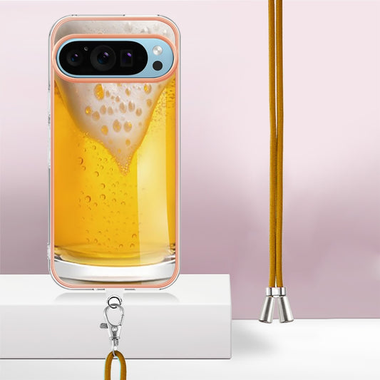 For Google Pixel 9 Pro XL Electroplating Dual-side IMD Phone Case with Lanyard(Draft Beer) by buy2fix