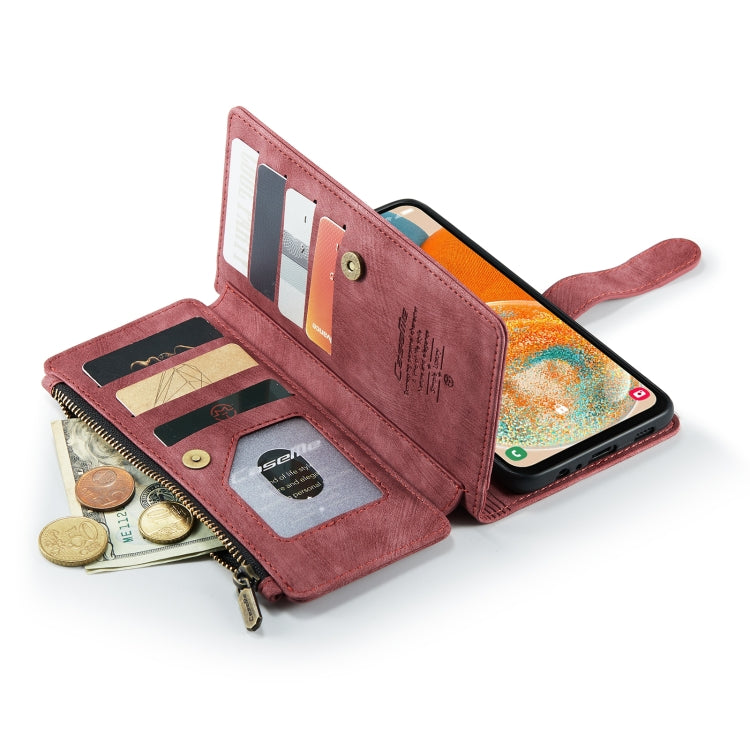 For Samsung Galaxy A23 CaseMe C30 Card Slots Zipper Wallet Leather Phone Case(Red) by CaseMe