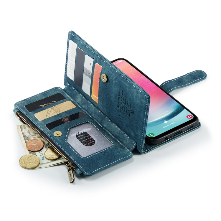 For Samsung Galaxy A24 4G CaseMe C30 Card Slots Zipper Wallet Leather Phone Case(Blue) by CaseMe
