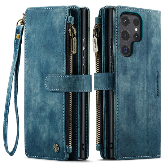 For Samsung Galaxy S24 Ultra 5G CaseMe C30 Card Slots Zipper Wallet Leather Phone Case(Blue) by CaseMe
