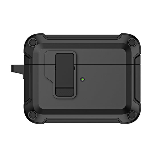 For AirPods Pro 2 TPU + PC Wireless Bluetooth Earphone Protective Case with Switch Lock & Hook(Black) by buy2fix