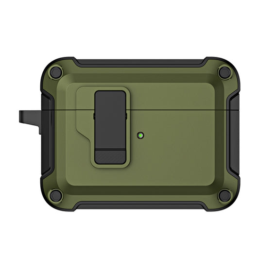 For AirPods Pro 2 TPU + PC Wireless Bluetooth Earphone Protective Case with Switch Lock & Hook(Dark Green) by buy2fix